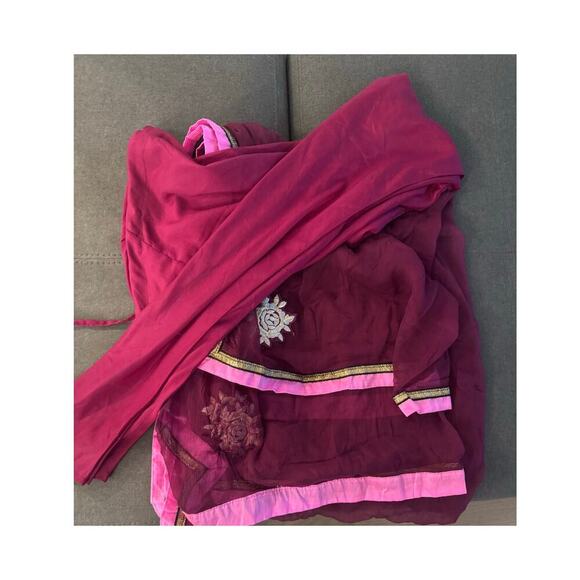 White, Pink, Purple Long Sleeve Anarkali Indian/ Pakistani/ Bengali 3 Piece - Picture 6 of 6